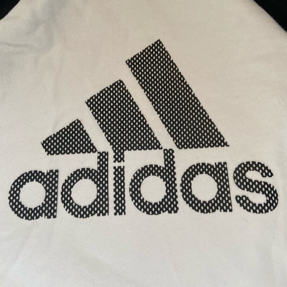 Black and White Adidas Short Sleeve Hoodie - Picture 2 of 5